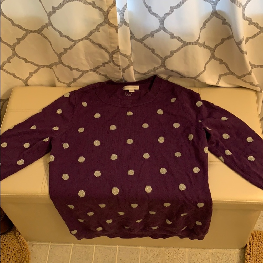 New York & Co 3/4 sleeve tinsel polka dot top, MED